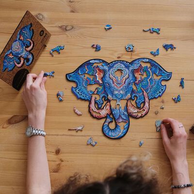 UNIDRAGON Puzzle de madeira 700pcs Eternal Elephant Royal Size 62x47cm