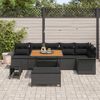 vidaXL Conjunto de Sof&aacute; de Jardim com almofada 9 pcs Preto vime PE