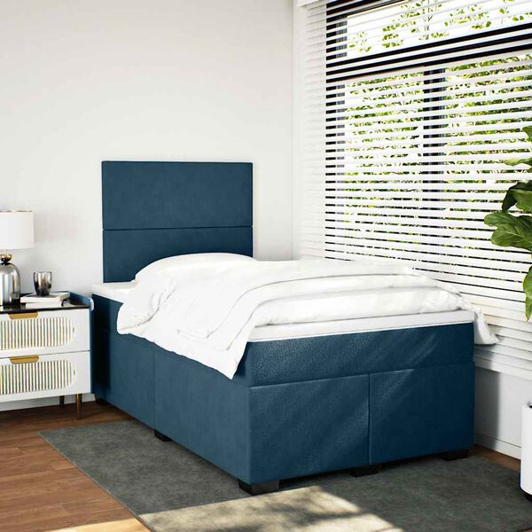vidaXL Cama boxspring com colch&atilde;o 120x190 cm veludo azul