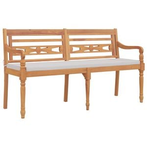 vidaXL Banco Batavia c/ almofad&atilde;o 150 cm madeira teca maci&ccedil;a
