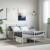 vidaXL Estrutura de cama com cabeceira e p&eacute;s 140x190 cm metal branco