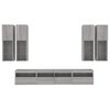 vidaXL 7 pcs conj. m&oacute;veis de parede p/ TV c/ luzes LED cinzento sonoma