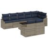 vidaXL Conjunto de Sof&aacute; de Jardim 9 pcs Cinza e Azul Marinho vime PE