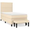 vidaXL Cama com molas/colch&atilde;o 90x200 cm tecido cor cr&egrave;me