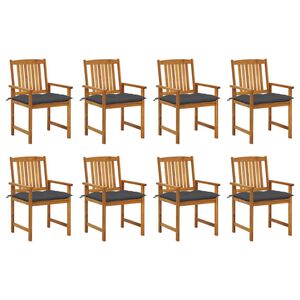 vidaXL Cadeiras de jardim com almofad&otilde;es 8 pcs ac&aacute;cia maci&ccedil;a