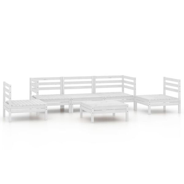 vidaXL 6 pcs conjunto lounge de jardim pinho maci&ccedil;o branco