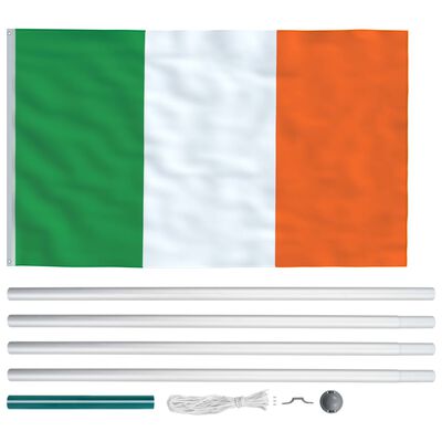 vidaXL Bandeira da Irlanda com mastro de alumínio 6,2 m