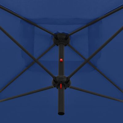 vidaXL Guarda-sol duplo com mastro de aço 250x250 cm azul-ciano