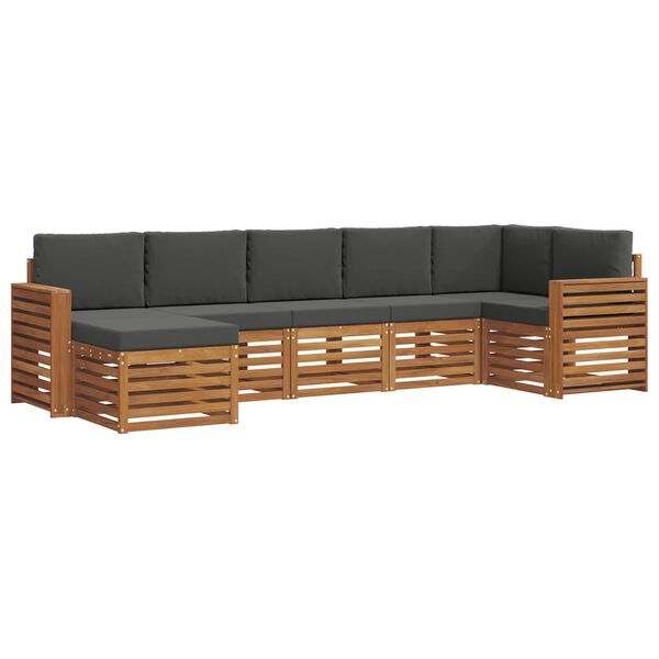 vidaXL Conjunto de Sof&aacute; Sectional 7 pcs Natural e Antracite
