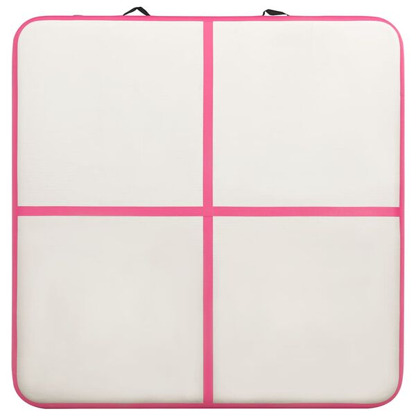vidaXL Colch&atilde;o de gin&aacute;stica insufl&aacute;vel c/ bomba 200x200x10 cm PVC rosa