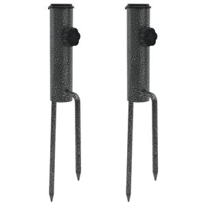 vidaXL Suportes de guarda-sol c/ espig&otilde;es 2 pcs 9x35cm a&ccedil;o galvanizado