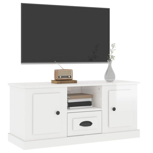 vidaXL Móvel de TV 100x35,5x45 cm derivados madeira branco brilhante