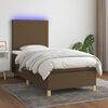 vidaXL Cama box spring c/ colch&atilde;o/LED 90x200 cm tecido castanho-escuro