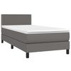 vidaXL Cama box spring c/ colch&atilde;o/LED 100x200cm couro artificial cinza