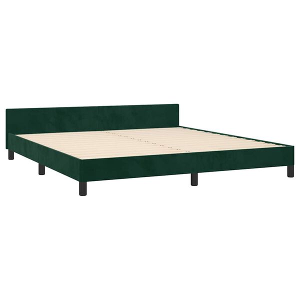vidaXL Estrutura de cama sem colch&atilde;o 180x200 cm veludo verde-escuro