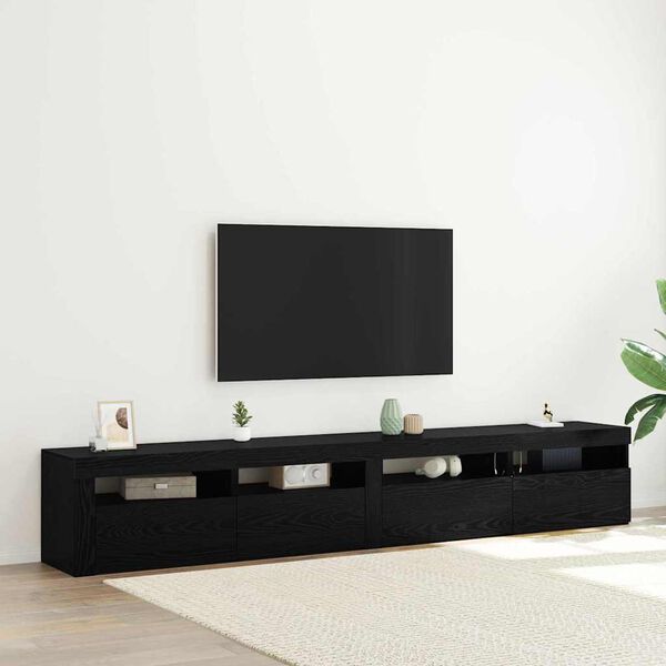 vidaXL Conjunto de móvel de TV 3 pcs Carvalho Preto 240 x 35 x 40 cm