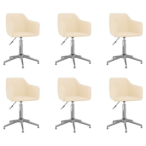 vidaXL Cadeiras de jantar girat&oacute;rias 6 pcs tecido cor creme