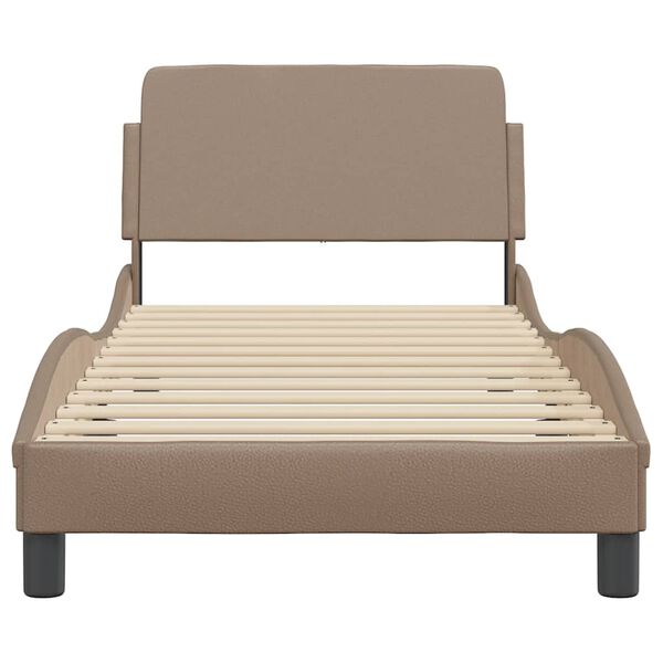 vidaXL Estrutura de cama Dover 90x200 cm couro artificial cappuccino