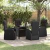 vidaXL Conjunto de Jantar para Jardim com almofada 5 pcs Preto vime PE