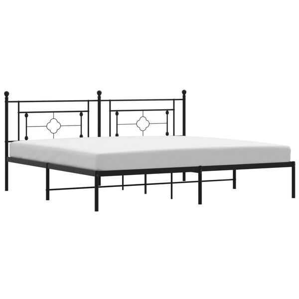 vidaXL Estrutura de cama com cabeceira 200x200 cm metal preto
