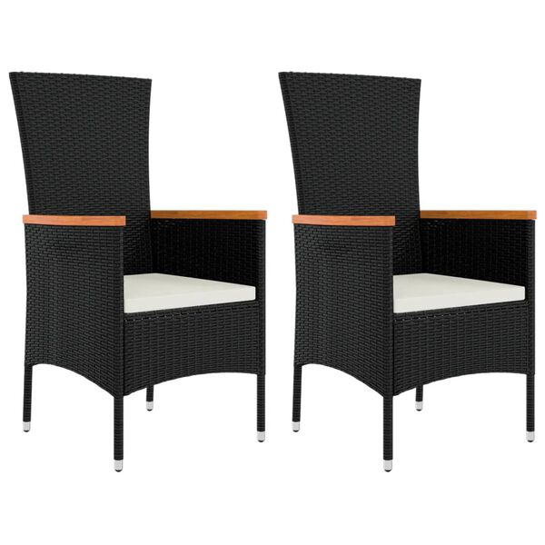 vidaXL 3 pcs conjunto lounge de jardim vime PE e a&ccedil;o preto