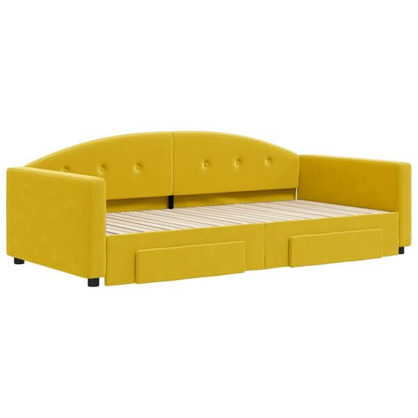 vidaXL Sof&aacute;-cama com gavet&atilde;o e gavetas 100x200 cm veludo amarelo