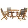 vidaXL 5 pcs conj. jantar p/ jardim polipropileno/madeira maci&ccedil;a cinza