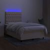 vidaXL Cama box spring c/ colch&atilde;o e LED 120x200 cm tecido cor creme