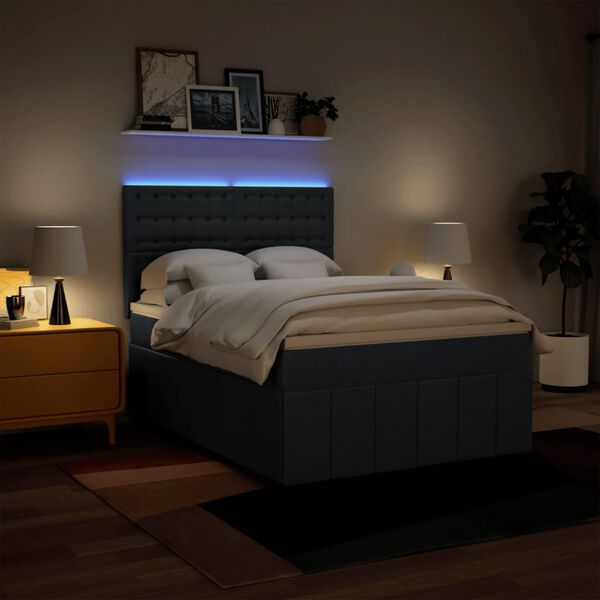 vidaXL Cama com molas/colch&atilde;o 140x200 cm tecido azul