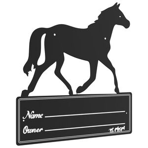 vidaXL Placa de identifica&ccedil;&atilde;o para est&aacute;bulo a&ccedil;o preto