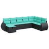 vidaXL 8 pcs conjunto sof&aacute;s de jardim com almofad&otilde;es vime PE preto