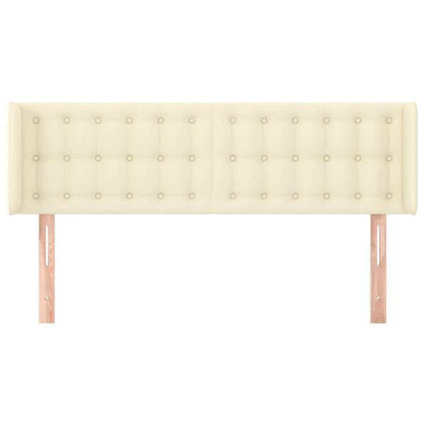 vidaXL Cabeceira de cama c/ abas couro artificial 147x16x78/88cm creme