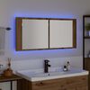 vidaXL Espelho de LED com porta Carvalho Artesanal 100 x 12 x 45 cm