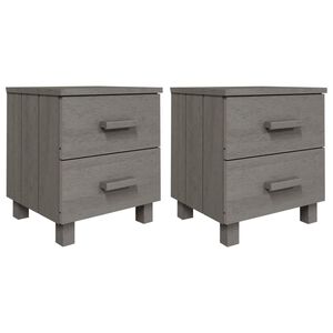 vidaXL Mesas cabeceira HAMAR 2 pcs 40x35x44,5 pinho maci&ccedil;o cinza-claro