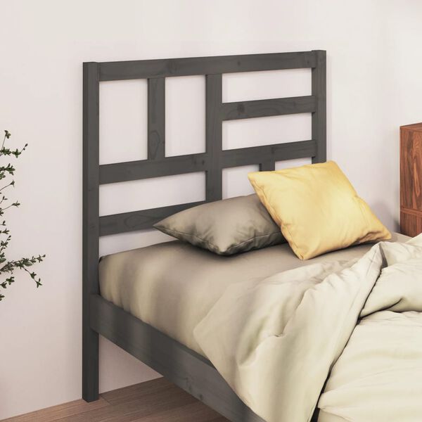 vidaXL Cabeceira de cama 81x4x104 cm pinho maci&ccedil;o cinzento
