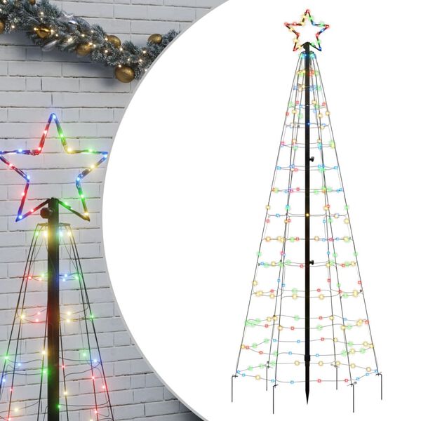 vidaXL &Aacute;rvore de Natal LED com Spikes 220 LEDs Coloridos 180 cm