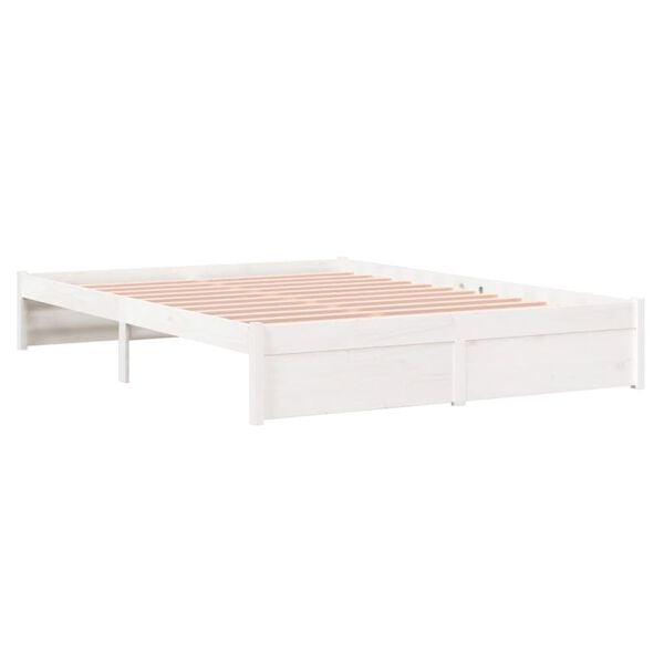 vidaXL Estrutura de cama 160x200 cm madeira maci&ccedil;a branco