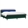 vidaXL Cama box spring c/ colch&atilde;o e LED 180x220 cm veludo verde-escuro