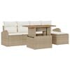 vidaXL Conjunto de Sof&aacute; de Jardim 6 unid. Bege Rattan Sint&eacute;tico