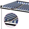 vidaXL Toldo retr&aacute;til manual com LED 450x350 cm azul e branco
