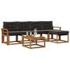 vidaXL Conjunto de Sof&aacute;s para Exterior 6 pcs Natural e Preto