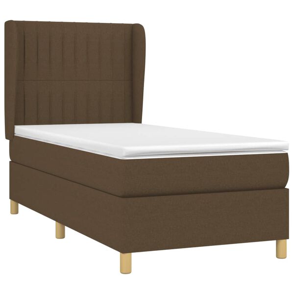 vidaXL Cama com molas/colch&atilde;o 90x190 cm tecido castanho-escuro