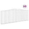 vidaXL Cestos gabi&atilde;o arqueados 9pcs 400x30x140/160cm ferro galvanizado
