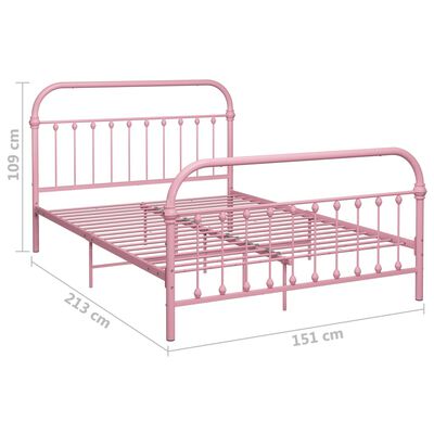 vidaXL Estrutura de cama 140x200 cm metal rosa