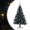 vidaXL &Aacute;rvore de Natal Artificial Pr&eacute;-iluminada Preto 150 cm PVC