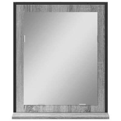 vidaXL Espelho de WC c/ prateleira derivados madeira cinzento sonoma