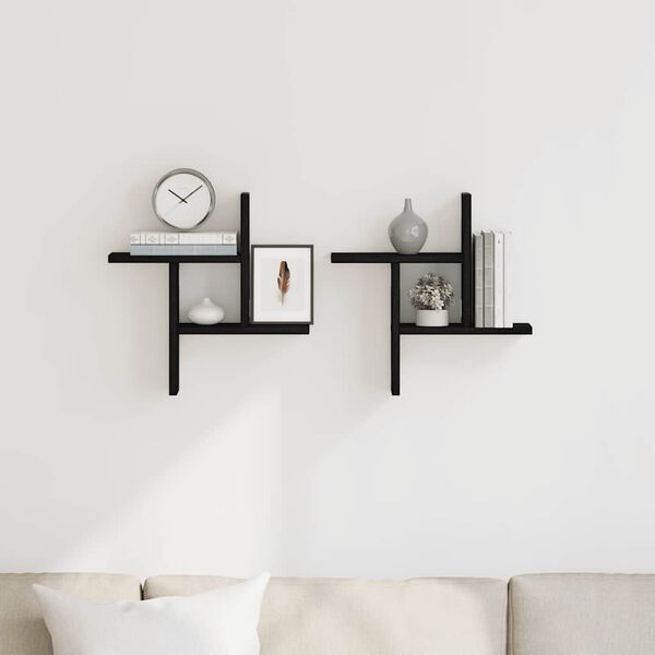 vidaXL Prateleiras de parede 2 pcs derivados madeira carvalho preto