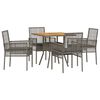vidaXL Conjunto de Jantar para Jardim 5 unid. Cinzeto vime PE