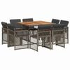 vidaXL 9 pcs conjunto de jantar p/ jardim c/ almofad&otilde;es vime PE cinza