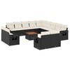 vidaXL 14 pcs conjunto de sof&aacute;s p/ jardim c/ almofad&otilde;es vime PE preto